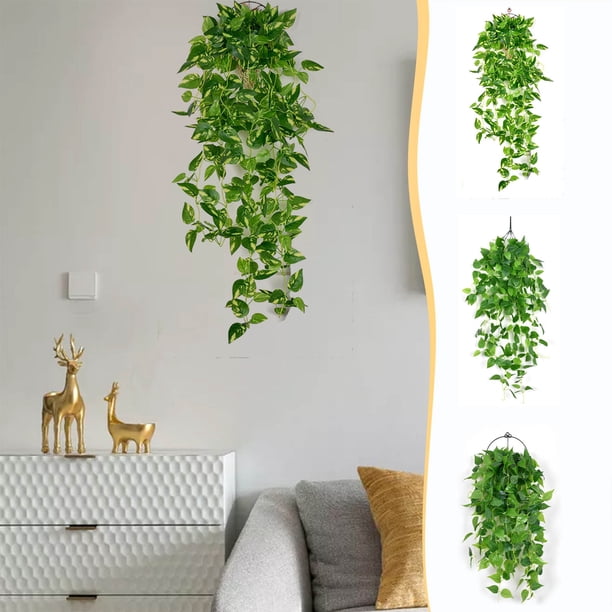 Cortina de pared verde artificial - Hiedra plástica de 100 cm x 30 cm con 164 hojas, decoración interior para salón, dormitorio, cocina