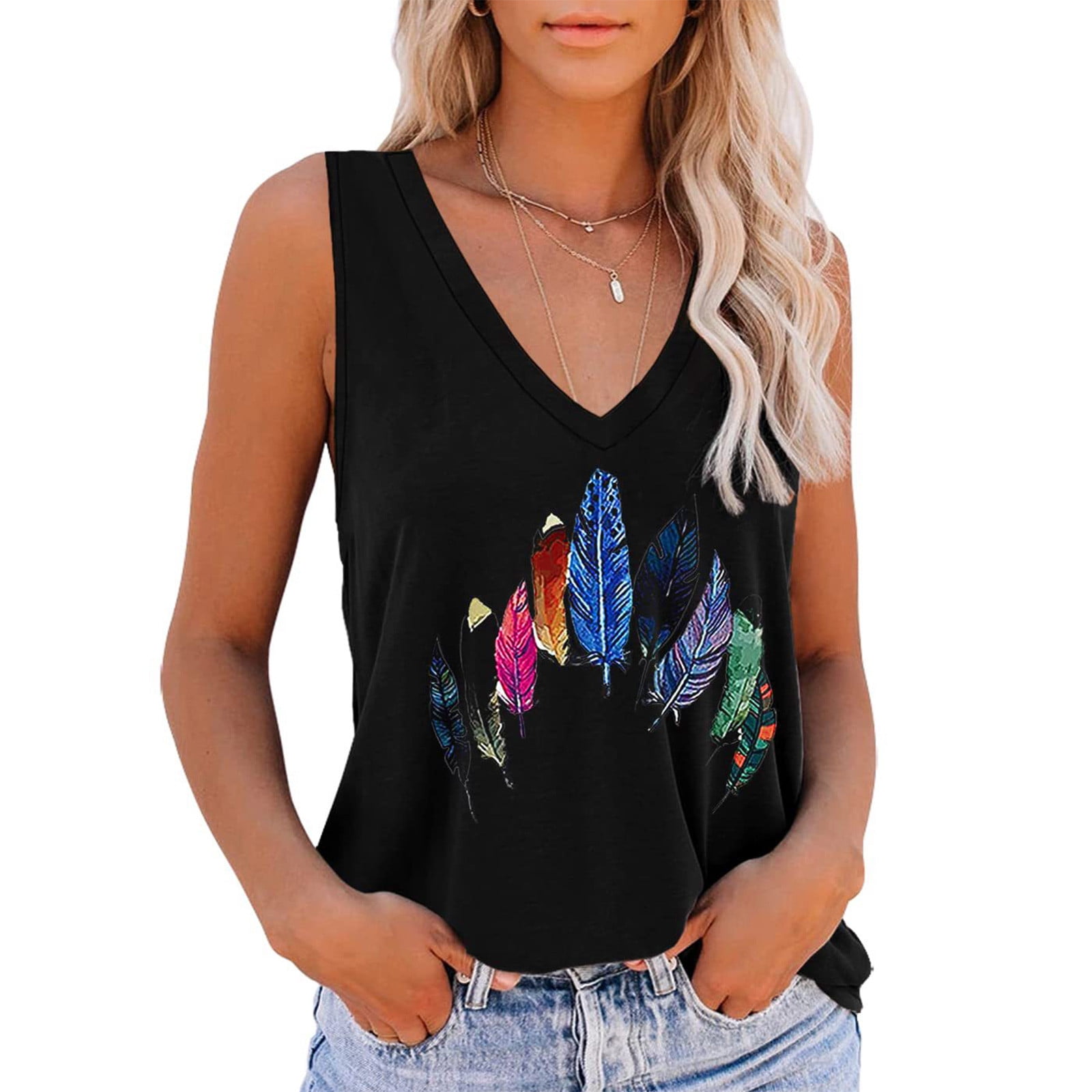 Sleeveless V-Neck Tank Tops 