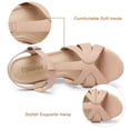 thumbnail image 3 of SHIBEVER Summer Wedge Heel Sandals for Women Open Toe Ankle Strap Roman Comfort Shoes Apricot, 3 of 7
