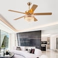 thumbnail image 2 of BayDay 62" Crystal Ceiling Fan Fandelier with Lights, Gold Modern Fan with Remote, Noiseless DC Motor, Energy-Efficient, Retro/Farmhouse Lighting for Living Room & Bedroom, Timer & 6-Speed Settings, 2 of 6