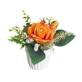 thumbnail image 2 of Rosas artificiales en maceta, plantas falsas, flores de seda novedosas en maceta en jarrón para regalo de inauguración de la casa, cafetería, sala de Naranja, 2 of 8