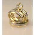 thumbnail image 3 of Bluebelljewels 2Ct Round Cut Cubic Zirconia His & Hers Wedding Trio Ring Set 14k Yellow Gold Finish, 3 of 5