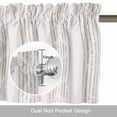 thumbnail image 6 of Sage Green Stripe Kitchen Curtain Valances for Windows Farmhouse Short Curtains, Modern Abstract Vertical Stripes Beige Rod Pocket Valance Curtain for Bedroom Cafe Living Room, 6 of 8