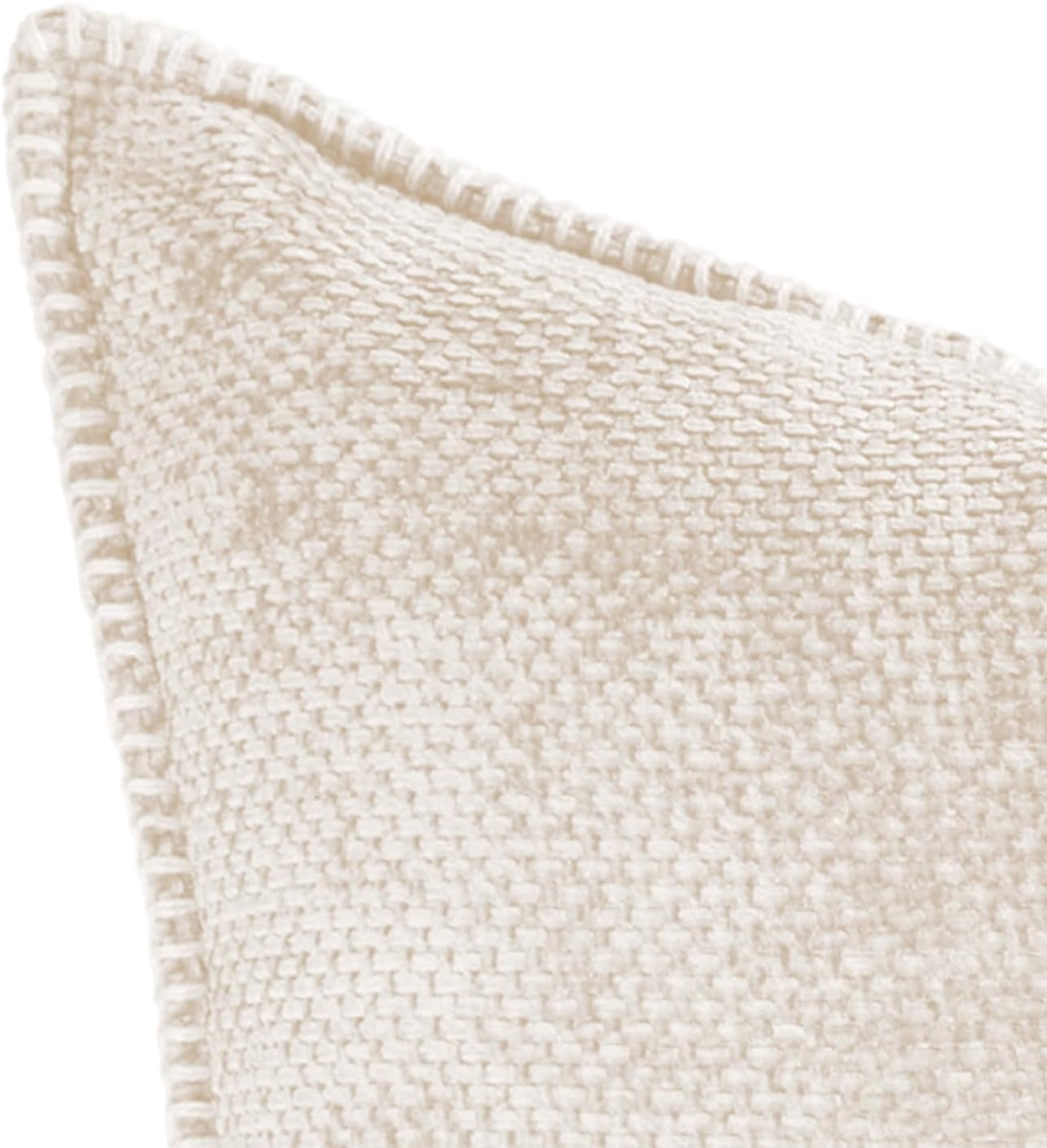 Austin Horn Classics Chenille Pillows With "Blanket Stitch" Cover Only Set Of 2 Natural 20"X20