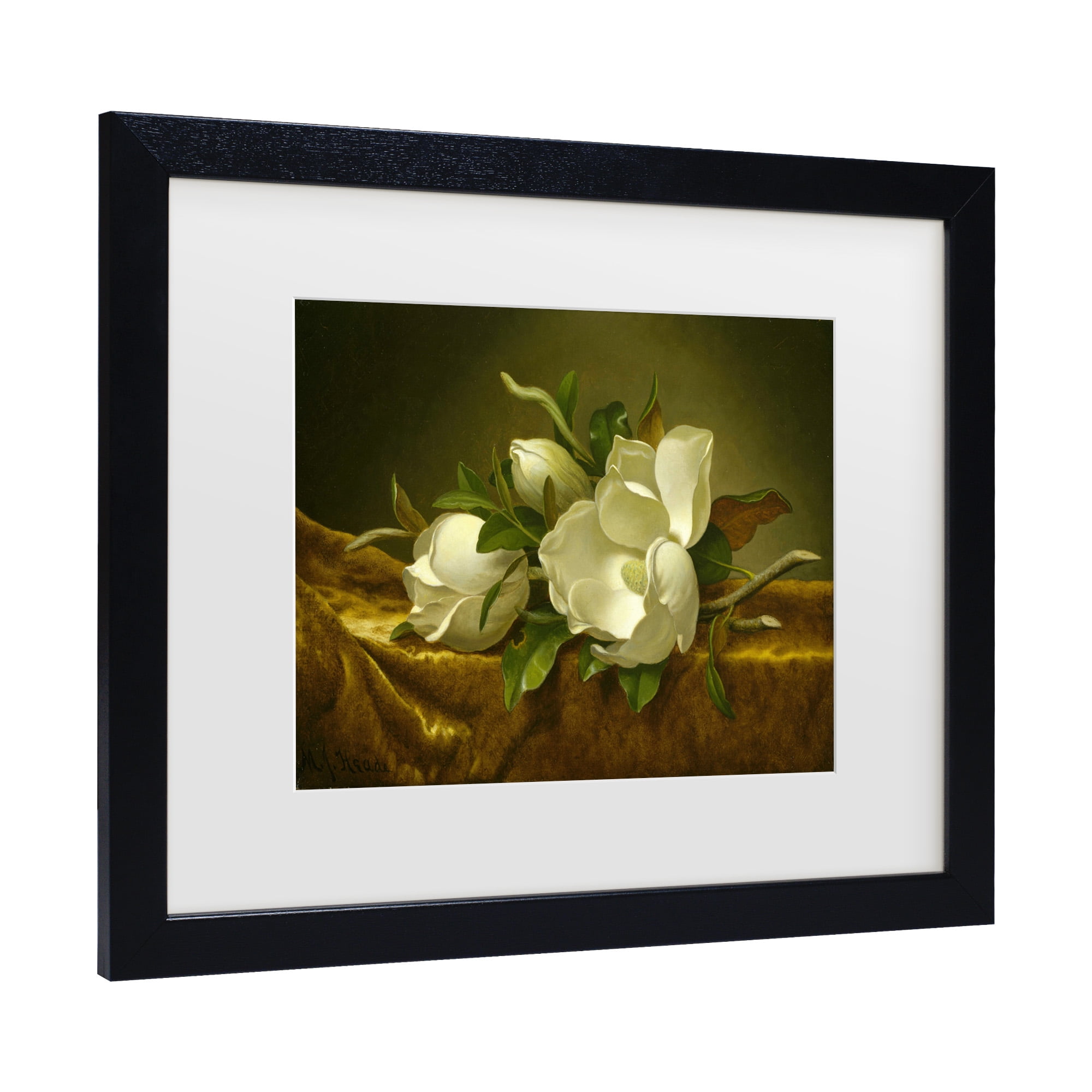 Martin Johnson Heade 'Magnolias On Gold' Matted Framed Art