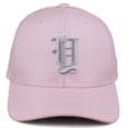 thumbnail image 2 of Daxton Premium Mid Profile Hat Semi Curved Visor Pink Cap White Silver Gothic Embroidered, Letter Y, 2 of 3