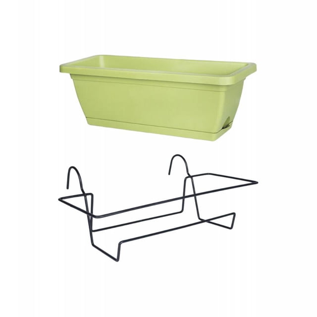 jinwen Balcony Hanging Planter with Bracket Easily Install Versatile 17x7.4x5.9inch Black Rack