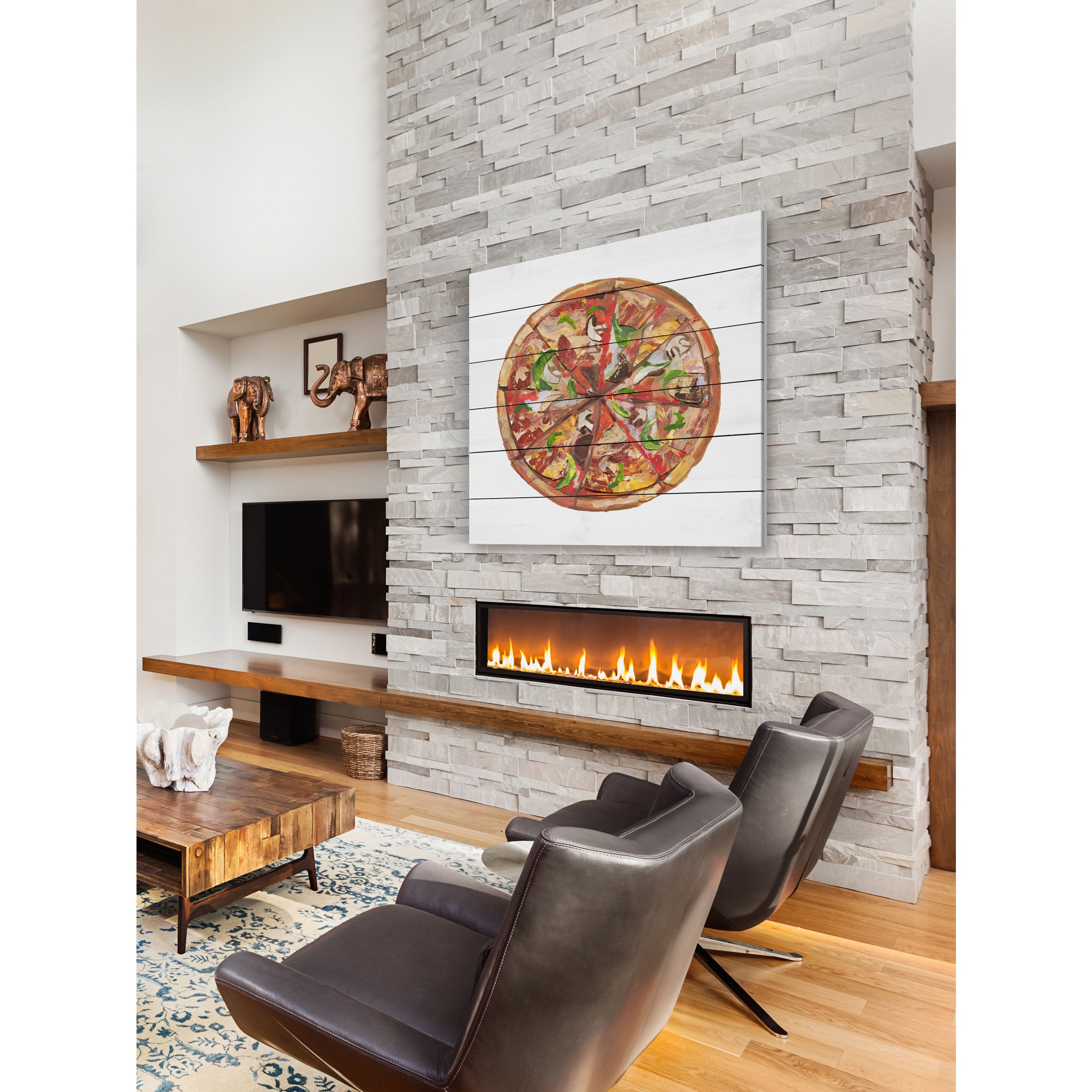 "Ultimate Pizza" Painting Print on White Wood