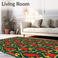 thumbnail image 2 of ODIKA 2'x3' Machine Washable Non-Slip Area Rug, Folk Art Noel Medley with Stylized Wreaths Cardinals and Winter Berries High Traffic Rug, Red, 621818, 2 of 7
