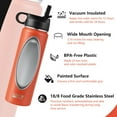 thumbnail image 4 of Canddidliike 22 Oz Double-walled Insulated Stainless Steel Water Bottle with 2 Lids and Straw-Orange, Modern Water Bottle with Straw Lid Vacuum Insulated Stainless Steel Metal Thermos Bottles, 4 of 7