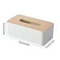 thumbnail image 2 of Caja de pañuelos de plástico con cubierta de bambú, contenedor de toallas de papel facial rectangular, 2 of 7