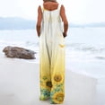 thumbnail image 5 of Women's Summer Boho Casual Jumpsuits Wide Leg Overalls Floral Print Baggy Rompers with Pockets Yellow S, 5 of 5