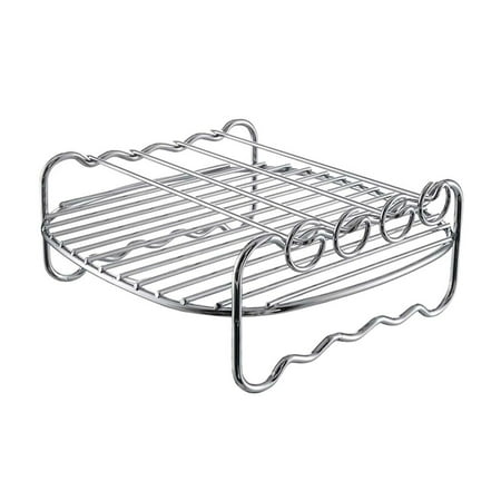 

Air Fryer Double Layer Rack with 4 Skewers Kitchen Grill Air Fryer Accessories