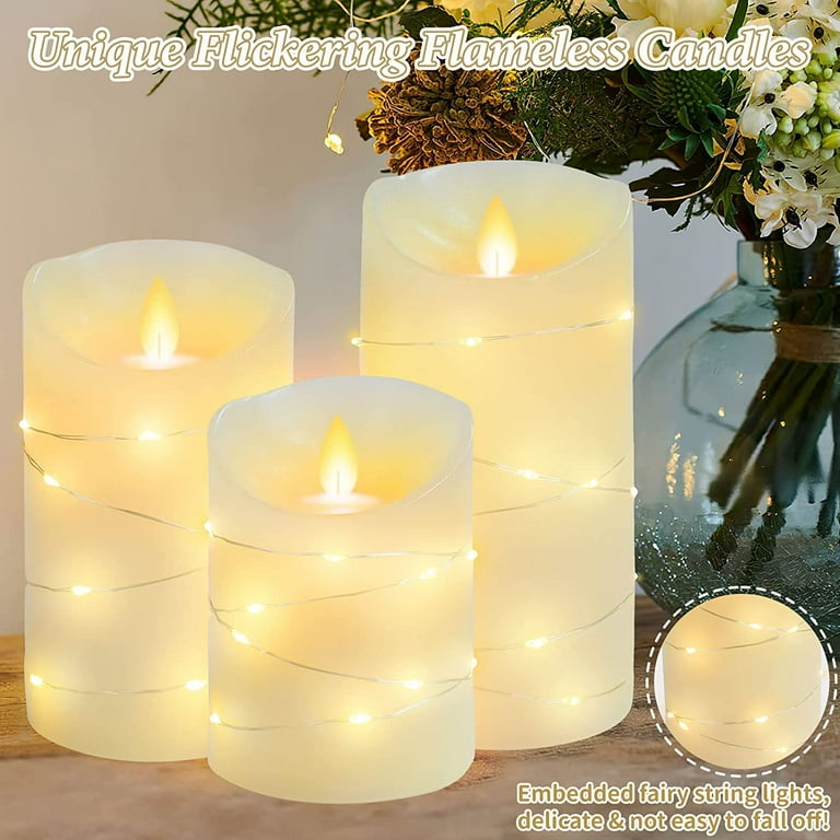 3pcs Flickering Flameless Candles Light With Remote Control, Battery  Powered Fake Candles With Timer, Realistic LED Electric Pillar Candles For  Home W