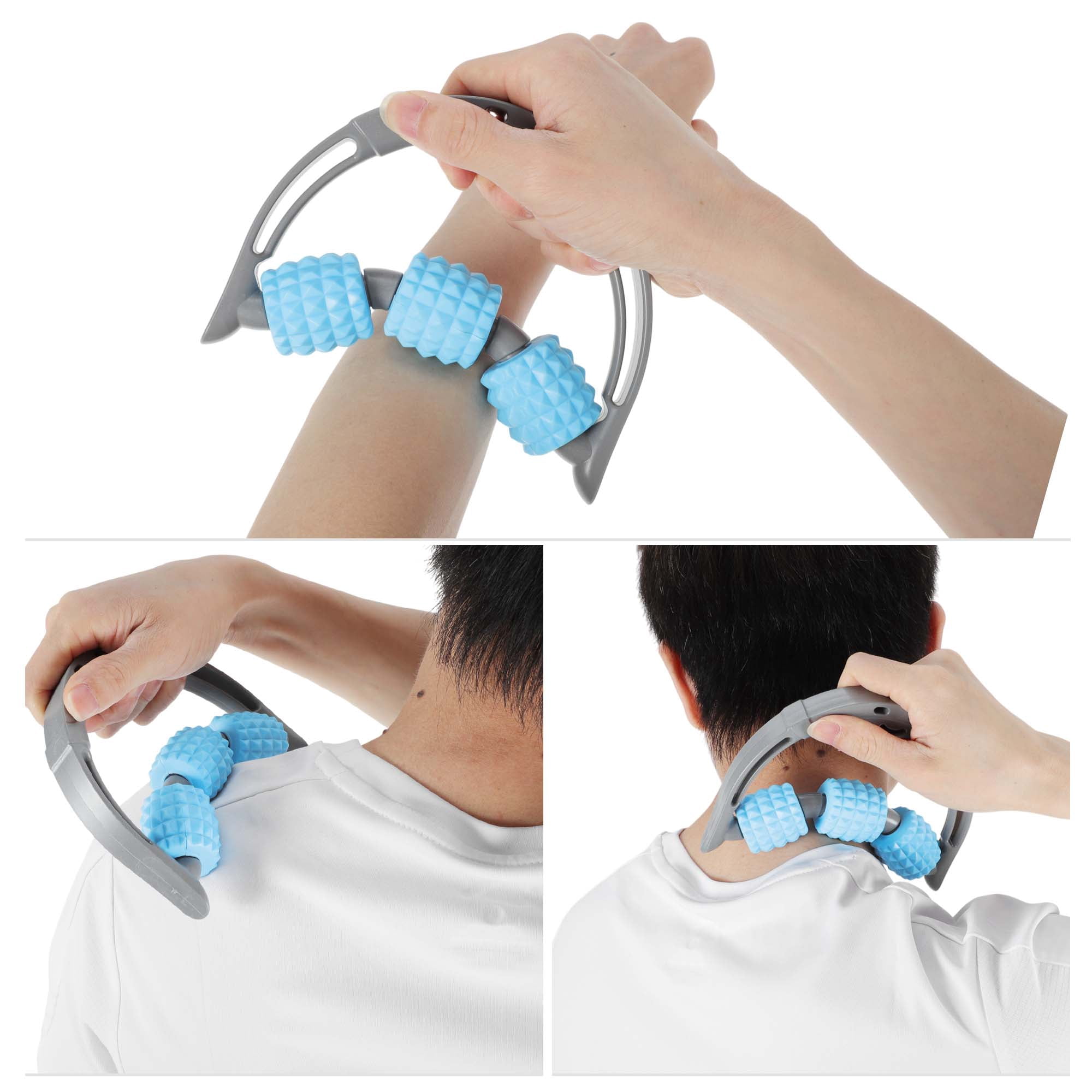 Unique Bargains 1 Pc 3-Round Massage Stick for Muscle Ease Blue