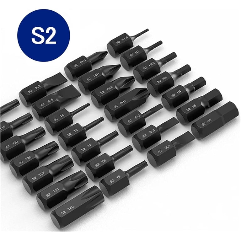 18mm Ultra Short 1/4' Hex Screwdriver Bit Set Cross Slotted Torx