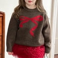 thumbnail image 5 of DHFJKG Bow Sweater For Girl Knitted Long Sleeve Crewneck Loose Fit Pullover Toddlers Kids Teens Casual Wear For 1-14 Years Trendy Tops, 5 of 5