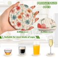 thumbnail image 4 of 6 Pcs Drink Coasters with Holder 3.94in Woven Coasters for Drinks Pastel Watercolor Floral Pattern Coaster Set for Protection Table, 4 of 7