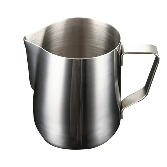 Injueey Jarra para espuma de leche de acero inoxidable para cocina, jarra de café artesanal, herramienta para café con leche, suministros Juegos de servir café y té Plata 350 ml