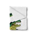 thumbnail image 2 of Reptile Soft Flannel Fleece Blanket, Grumpy Alligator Has a Word Gator Crocodile Humor Wild Life Safari Aquatic, Cozy Plush for Indoor and Outdoor Use, 60" x 80", Green Orange White, by Ambesonne, 2 of 5