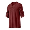 thumbnail image 4 of Men's Cotton Vintage Lace Up Shirts Long Sleeve Viking Medieval Costumes without Belt Halloween Costume Tops, 4 of 6