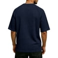 thumbnail image 3 of Men'S Waffle Knit Henley Shirts With Chest Pocket Short Sleeve Casual Loose Fit Breathable Tops For Workout And Daily Activities,Navy,XXXL, 3 of 7