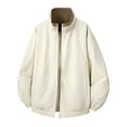 thumbnail image 2 of PiGOGI Men's Winter Coats Loose Casual Color Block Collar Jacket Long Sleeve Outdoor Sports Outerwear Beige XL, 2 of 9