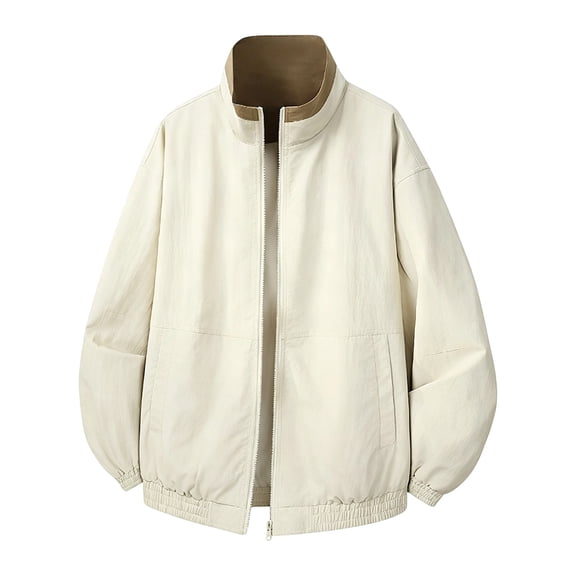 Kezqiaxn Mens Jackets Plus Size Fashion Zipper Long Sleeve Loose Athletic Jacket Outdoor Turtleneck Outerwear Winter Coat