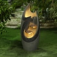 thumbnail image 4 of LuxenHome Resin Modern Tiered Patio Fountain with LED Lights, 4 of 9