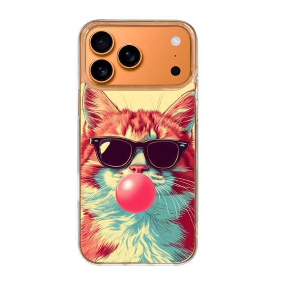 Case For Apple iPhone Air / 17 Pro / 17 Pro Max Series Case, Slim Thin Transparent Flexible Clear TPU Shockproof Phone Case For iPhone 17 Series, Cat Bubblegum Sunglasses