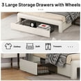 thumbnail image 2 of Bellemave Queen Size Bed Frame Platform with 3 Storage Drawers/USB Charging Station/Port for Type A&Type C, Leather Upholstered with Headboard/Solid Wood Slat Support/No Box Spring Needed（Beige), 2 of 10