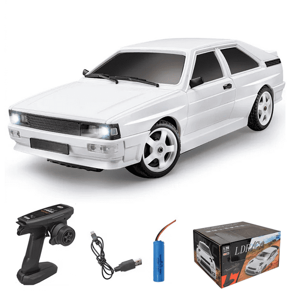 1/28 Scale RC Drift Car for Adults, 2.4G Full Proportional RC Car with 10KM/H High-Speed, 4WD Remote Control Racing Sport Cars with LED Lights, Spare Tires & Tools