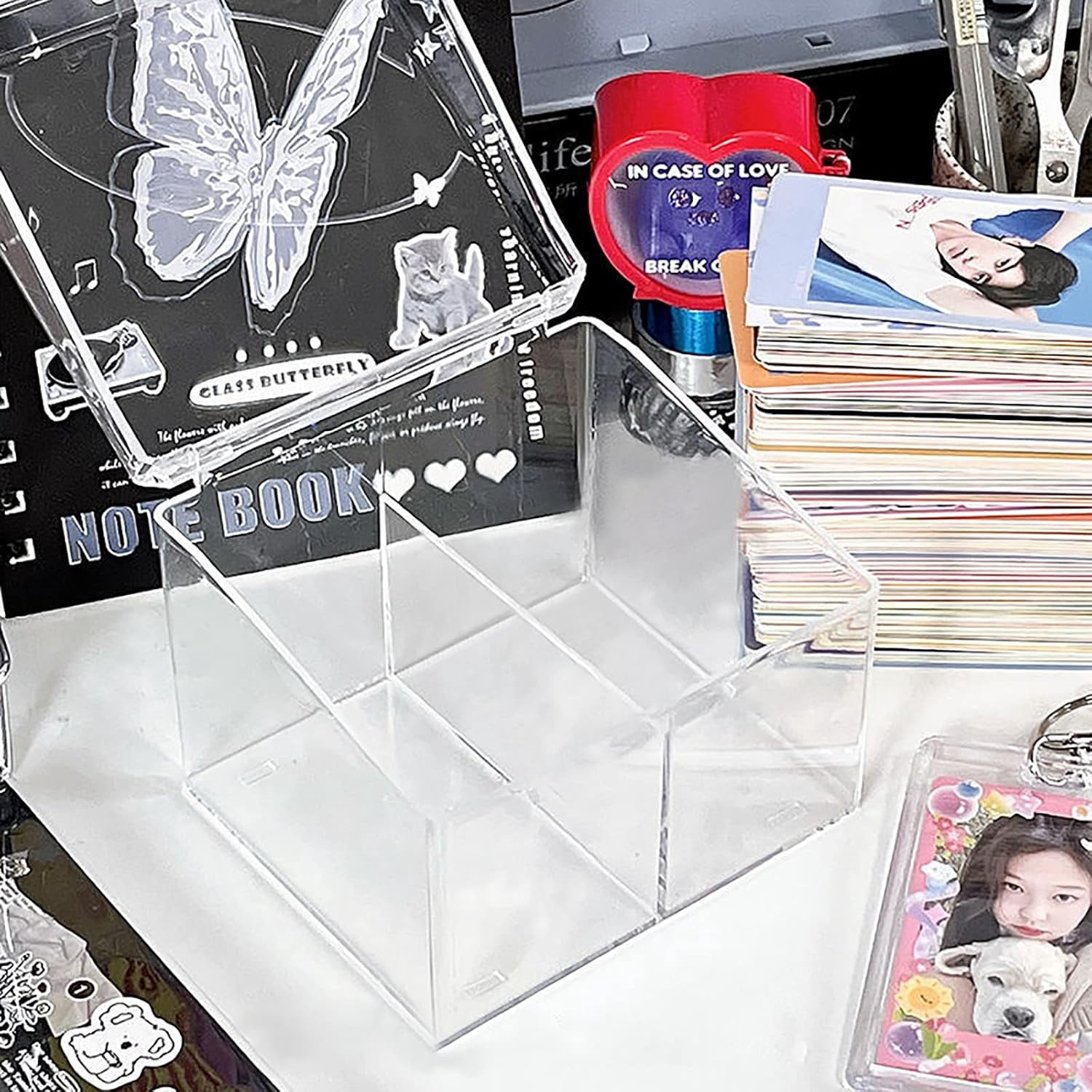 SHAANXIXIAN 1 PCS Photocard Storage Box Transparent Photo Card Storage Box Photocard Holder Collection Organizer (2 grids)