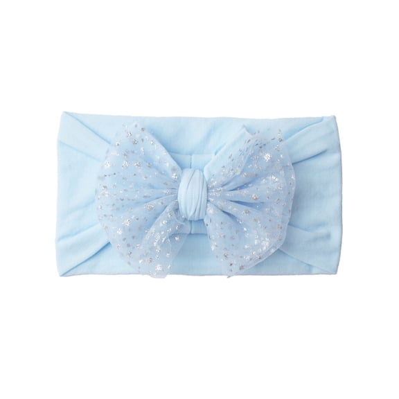 WNVMWI Baby Girl Stretch Headband Infant Wide Glitter Tulle Hairbands with Bows Toddler Hair Accessories Blue
