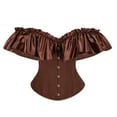 thumbnail image 2 of Stichou Womens Vintage Off Shoulder Corset Bustier Lace Up Boned Overbust Corset Renaissance Corset Tops for Women Coffee M, 2 of 5