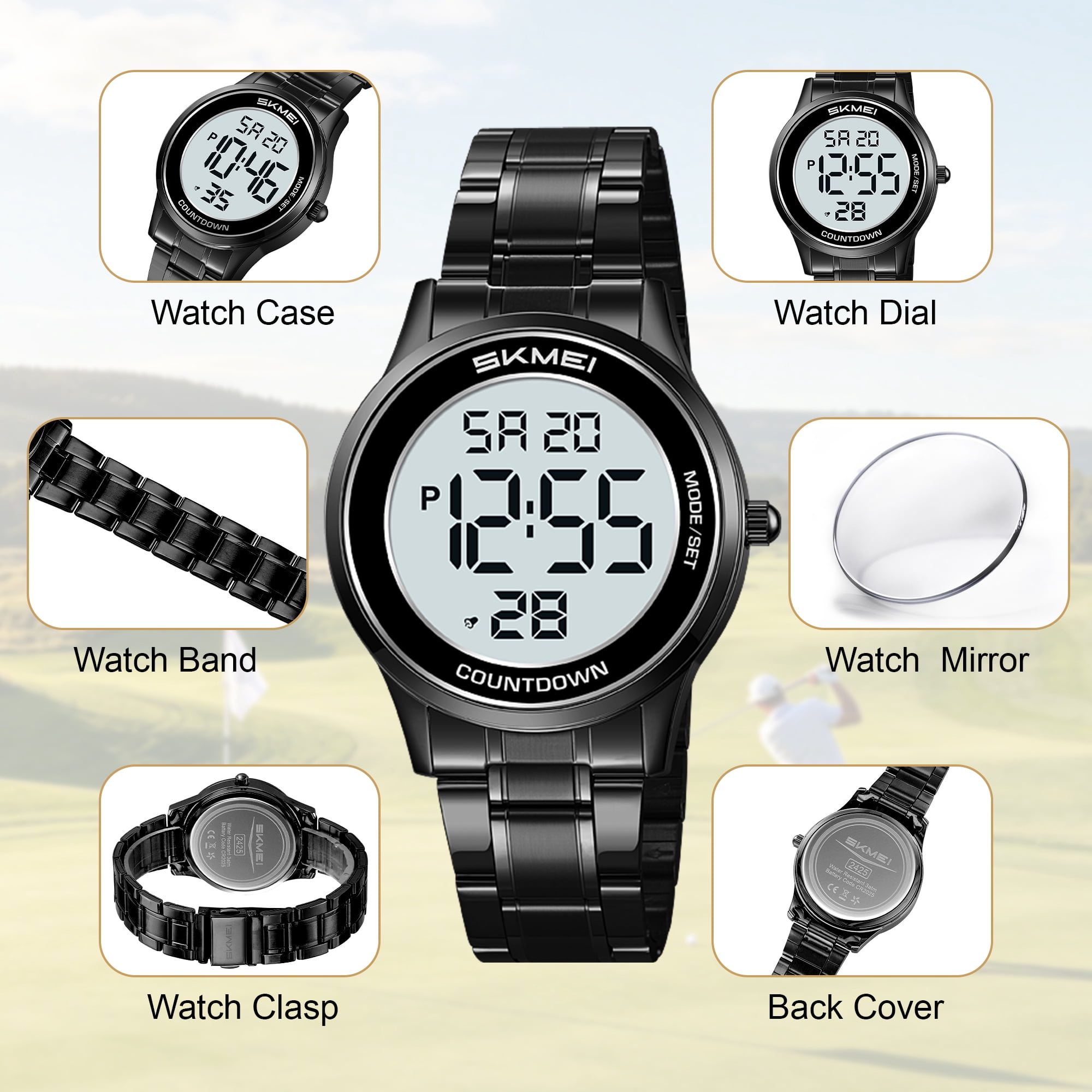 SKMEI Mens Digital Watch Watches Waterproof Outdoor Chronograph Wrist Watches for Men with LED Back Ligh/Date