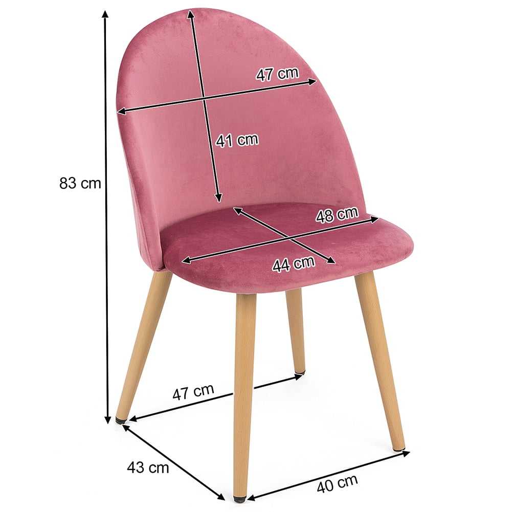 Kepooman 2Pcs Medieval Dining Chair, Chair for Kitchen, Makeup Chair with Soft Velvet Seat and Wooden Style Stool Legs, Accent Side Chair for Living Room, Pink