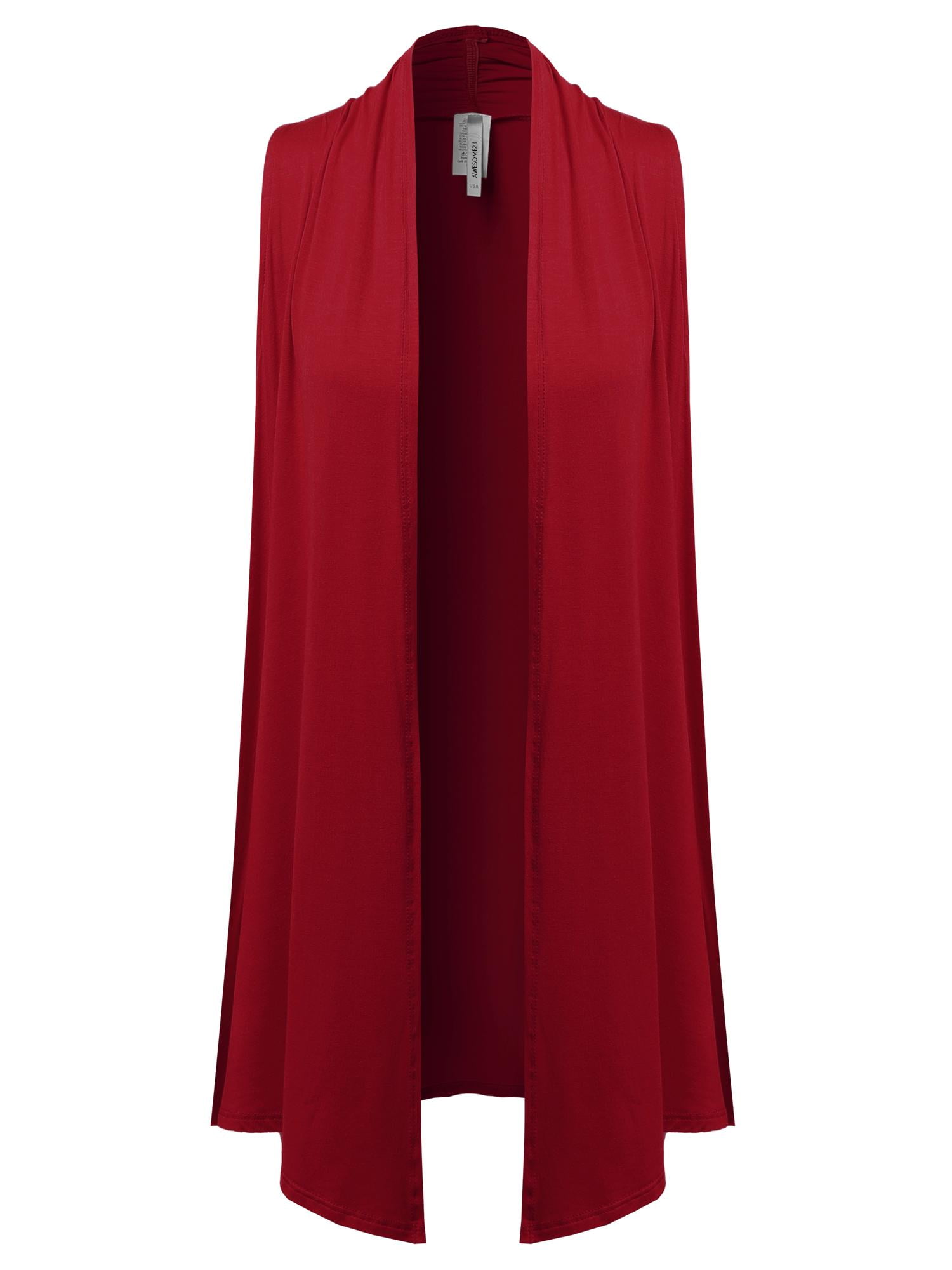 FashionOutfit Women's Solid Open Front Draped Neck Sleeveless Vest