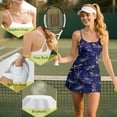 thumbnail image 6 of Yuyamidu Purple Dragonfly Women's Tennis Dress with Built in Shorts Aesthetic Spaghetti Crossover Back Straps Dress Size S Athletic Workout Active Dresses 2 Piece Sets, 6 of 7