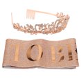 thumbnail image 3 of Bride Sash Crown Kit, Party Bride Sash Crown Sparkling Rhinestones Regulable Design Attractive Decorative  For Parties Rose Gold, 3 of 8