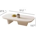 thumbnail image 2 of Modern Wood Coffee Table for Living Room, 51.2" White Rectangle Coffee Table with 2 Unique Legs, Center Table for Living Room Table Tea Table for Home Office, 2 of 5