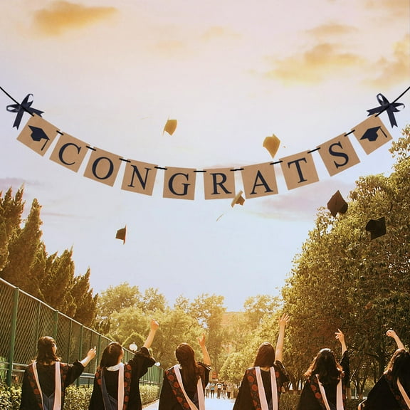 FUEENIRVA graduation accessories Congrats Kraft Paper Decoration for Friends 1Set