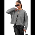 thumbnail image 1 of Suéteres Tipo Cárdigan con Lazo Frontal para Mujer, de Punto Grueso, con Mangas Largas Abullonadas, Modernos Abrigos para Otoño e Invierno. Gris M, 1 of 10