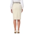 thumbnail image 3 of INSPIRE CHIC Pencil Skirt for Women Knee Length High Waisted Elegant Office Work Midi Skirts with Belt XS Apricot, 3 of 6