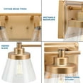thumbnail image 4 of Hinton Collection Three-Light Vintage Brass Clear Seeded Glass Farmhouse Bath Vanity Light, 4 of 8