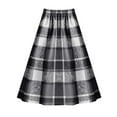 thumbnail image 6 of AKOEE Maxi Plaid Skirt Womens High Waist Flared Wool Blend Swing Long A-line Skirts with Pockets (L, Gray), 6 of 7