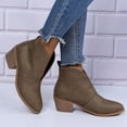 thumbnail image 5 of Juebong Boots on 2023 Women's Stacked Mid Heel Ankle Boots V Cutout Pointed Toe Chunky Booties The Western Wear Fashion Cowboy Cowgirl Outfits Low Heel Walking Boots For Girl Ladies, 5 of 5