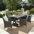 thumbnail image 2 of Damian Outdoor 7 Piece Aluminum Dining Set with Wicker Dining Chairs with Cushions,Silver,Grey, 2 of 10