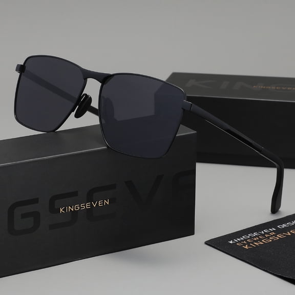 KINGSEVEN Men's Polarized Sunglasses UV400 Driving Rectangle Alloy Frame