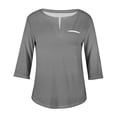 thumbnail image 4 of Up to 60% off Fall Fashion, Brilliant Womens 3/4 Sleeve Shirts Soft Cotton Plus Size Tops for Women Sexy V-Neck Blouse Casual Loose Long Sleeve Blouse Gray L, 4 of 5